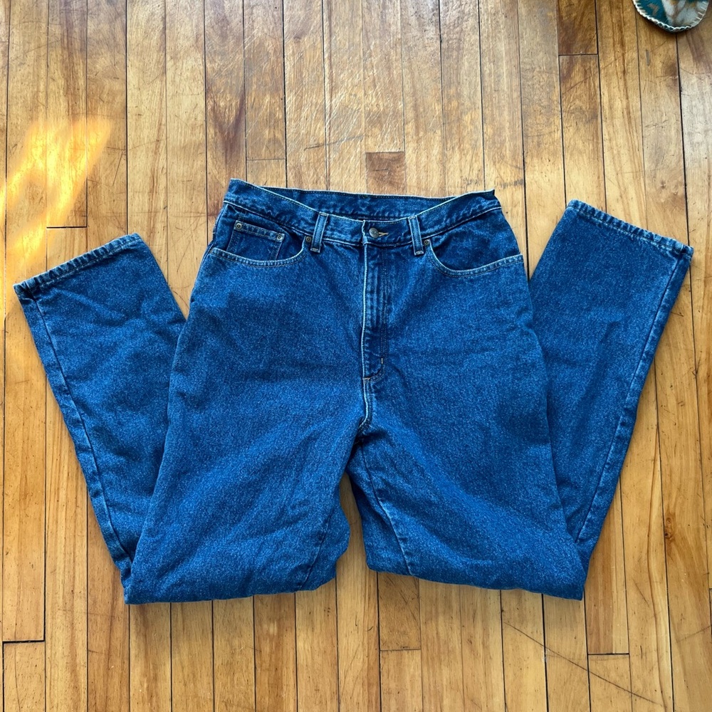 Vtg‎ L.L. Bean Flannel Lined Mid-Wash High Waisted Relaxed Fit Blue Jeans 14T